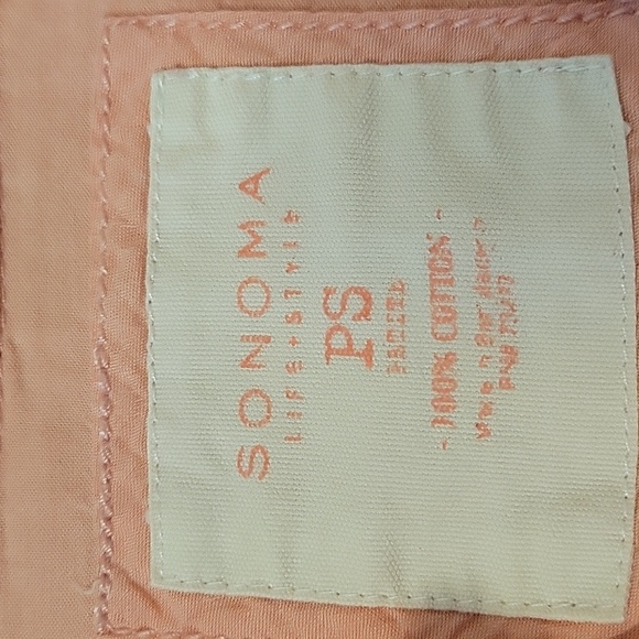 Sonoma 100% Cotton, Roll-Tab Button Down Shirt, Blouse, SP Petite, Peach, EUC - Picture 3 of 8